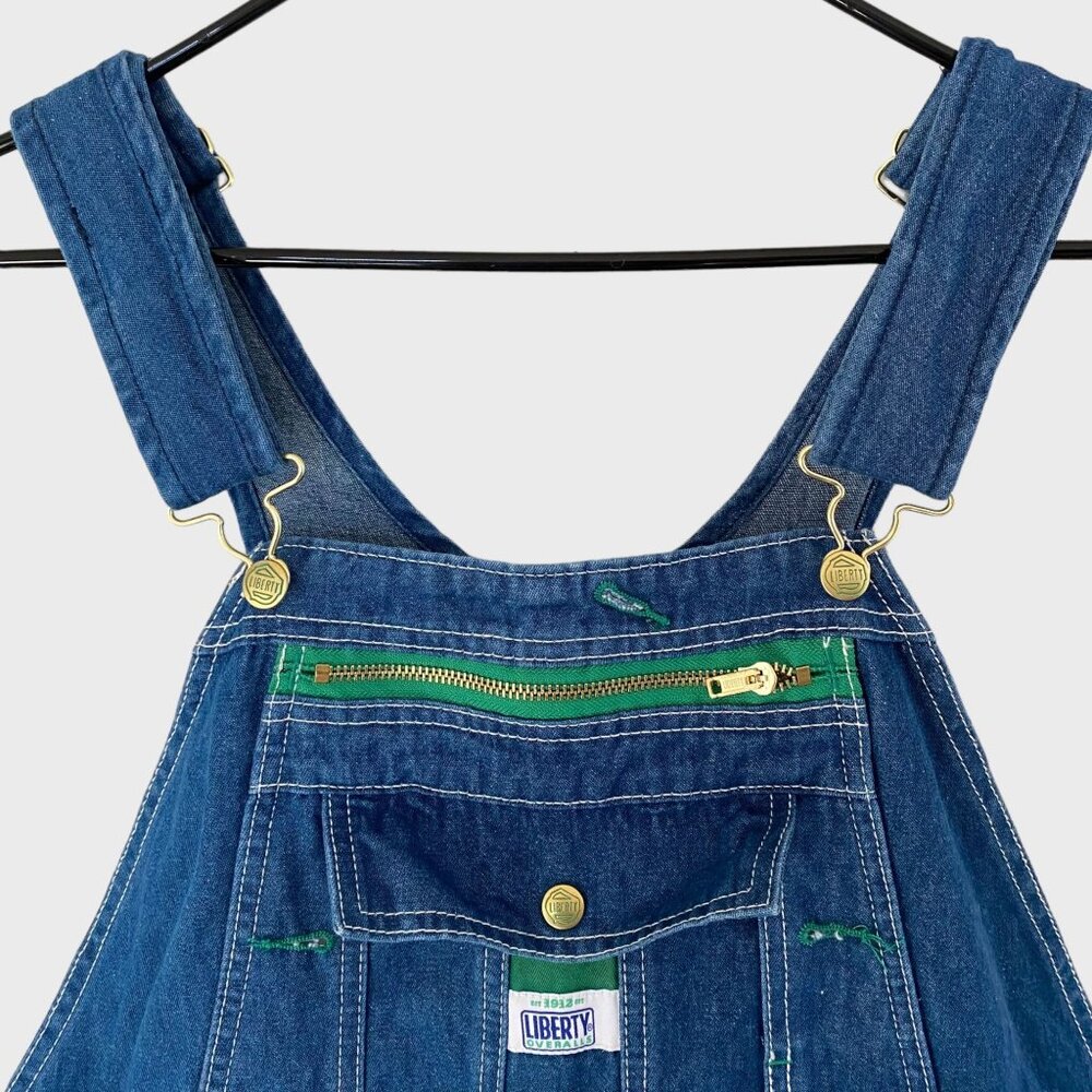 Liberty Stonewashed Denim Bib Overalls Blue Men's Size 38X30 Carpenter Workwear - Picture 7 of 13